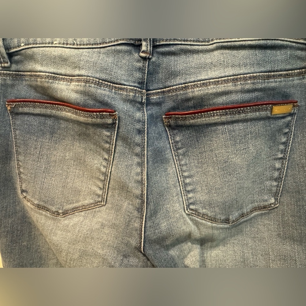 White House Black Market The Skimmer Jeans Faux Leather Trim Ankle Zip Size 4 - Picture 6 of 15